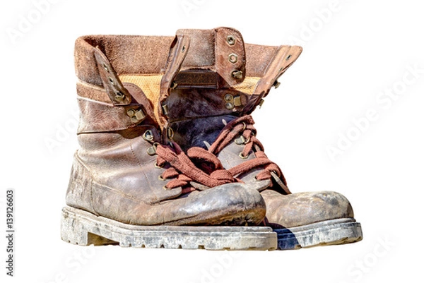 Obraz Abgenutzte Wanderschuhe, freigestellt