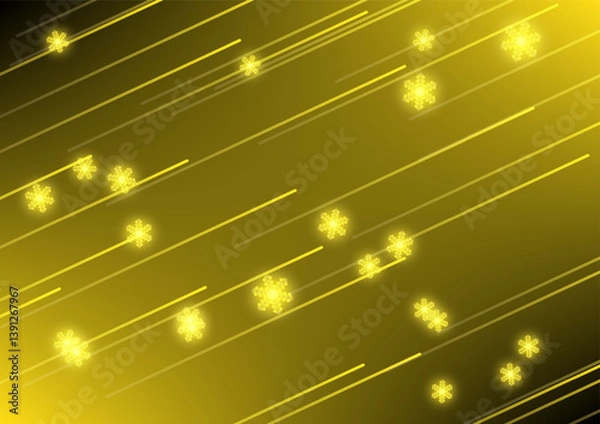 Fototapeta Golden Radiance A mesmerizing abstract composition of radiant gold lines and delicate snowflake-like elements, evoking a sense of motion and ethereal beauty.