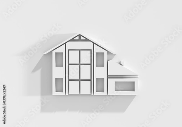 Fototapeta Suburban house. For web design and application interface. Real estate business illustration. 3D render