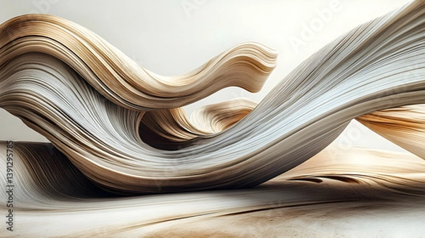 Fototapeta Abstract art piece shows twisting and flowing layers of material