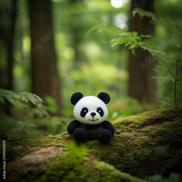 Obraz Miniature woolen panda in the forest