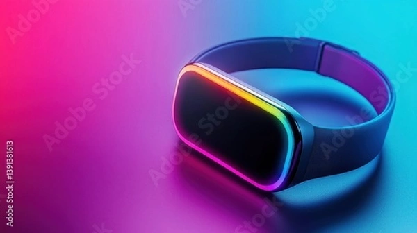 Obraz Futuristic Smartwatch with Colorful Neon Glow on Vibrant Background