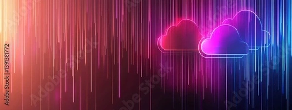 Obraz Vibrant Abstract Background with Colorful Light and Cloud Icons
