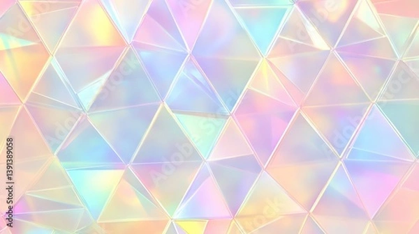 Fototapeta Holographic Triangles By Generated AI