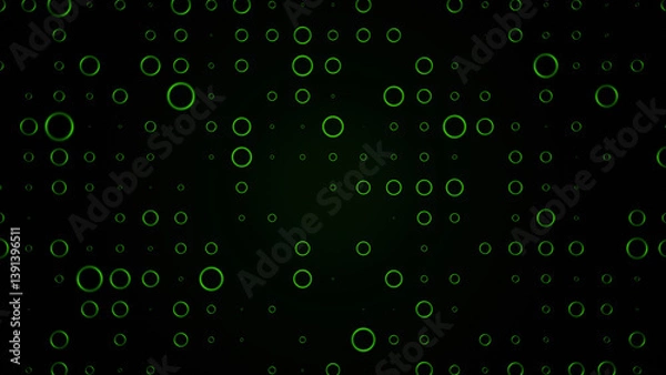 Fototapeta Green Neon Dot Matrix Pattern on Dark Hacker Screen Background