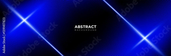 Fototapeta Blue gradient abstract technology background with neon light. vector design