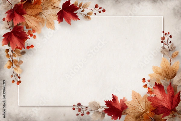 Obraz  autumn leaf corner frame,