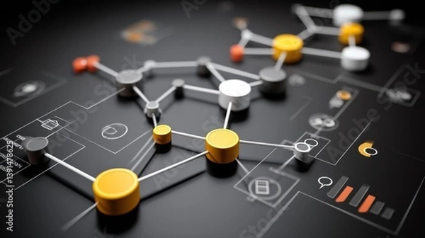 Obraz Abstract Network Model with Cylindrical Nodes on Diagrammatic Surface