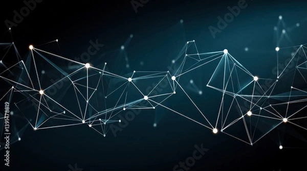 Obraz Abstract Network of Connected Lines and Points on Dark Background