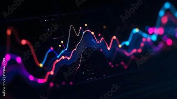 Fototapeta Abstract financial chart with uptrend line graph and bullish signals