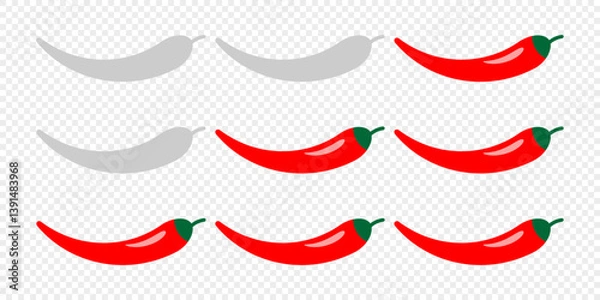 Obraz Red chili pepper. Spicy level labels
