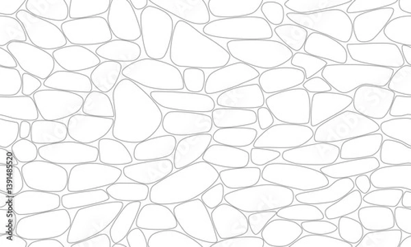 Fototapeta Grey outline stone texture seamless pattern. Vector Repeating Texture.