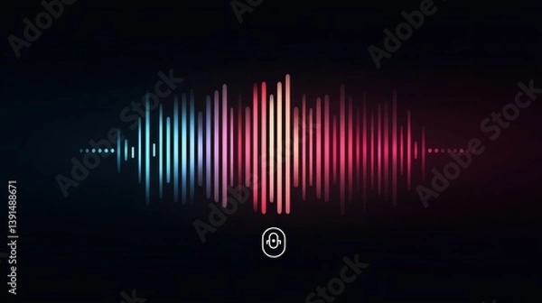 Obraz Colorful Sound Wave Visualization with Microphone Icon
