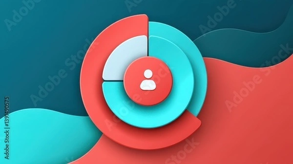 Obraz Concentric Segmented Circles with Person Icon