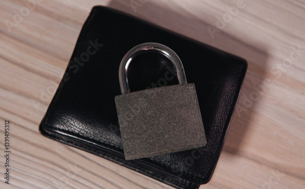 Obraz padlock in the open wallet