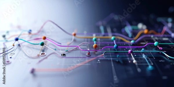 Fototapeta Linking entities. Business network, networking, link, social media, SNS, internet communication, people connection concept abstract.
