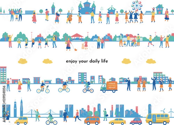 Fototapeta 人々の日常　ライフスタイル　セット
