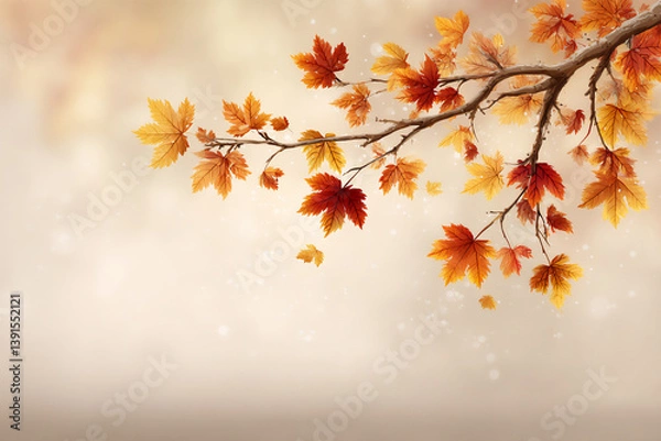 Obraz  falling autumn leaves branch,