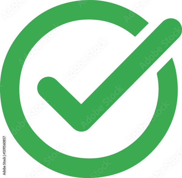 Fototapeta simple green checkmark in a solid circle on transparent background vector illustration