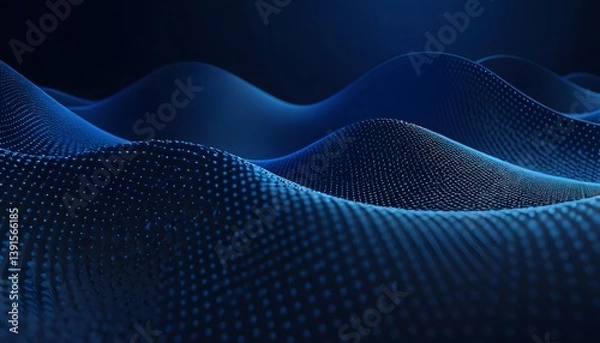 Fototapeta Abstract Blue Wave Design with Digital Technology Pattern
