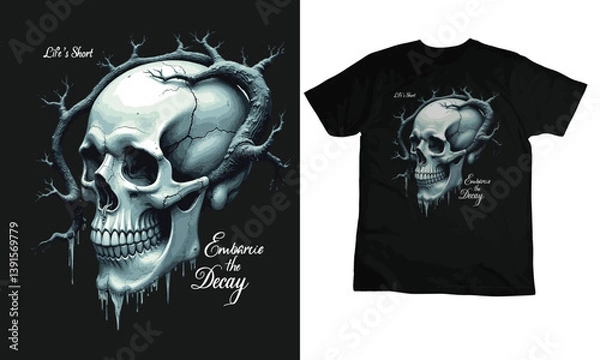 Fototapeta Life’s Short, Embrace the Decay, vintage style Skulls and SlogansT-shirt design