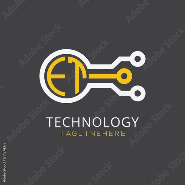 Fototapeta initial monogram for technology logo with circle style design