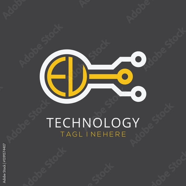 Fototapeta initial monogram for technology logo with circle style design