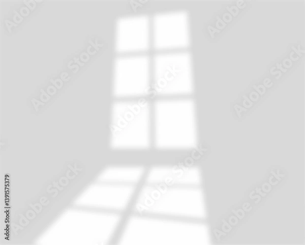 Obraz Shadow from realistic light fall on white transparent background PNG. Photorealistic transparent shadows. Display product with blurred backdrop.