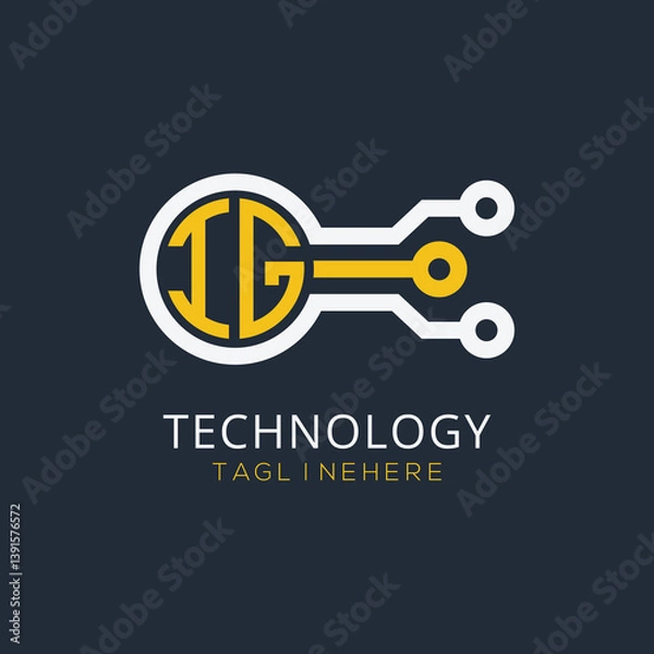 Fototapeta initial monogram for technology logo with circle style design