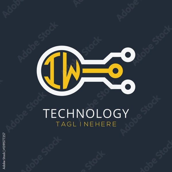 Fototapeta initial monogram for technology logo with circle style design