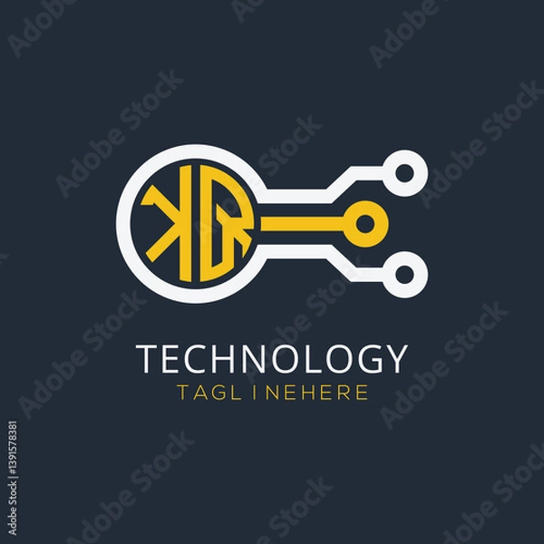 Fototapeta initial monogram for technology logo with circle style design