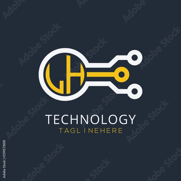 Fototapeta initial monogram for technology logo with circle style design