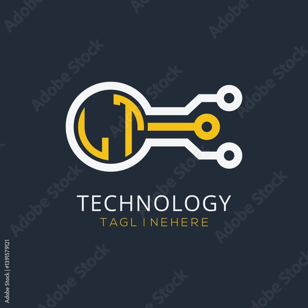 Fototapeta initial monogram for technology logo with circle style design
