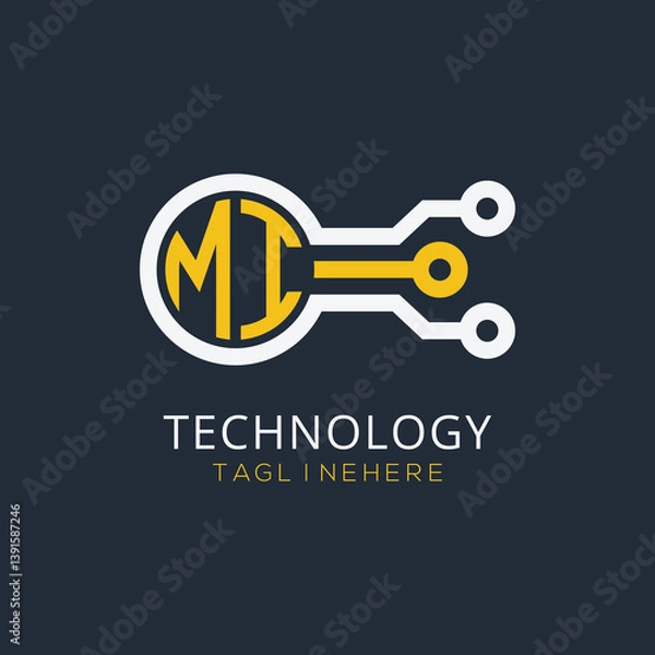 Fototapeta initial monogram for technology logo with circle style design