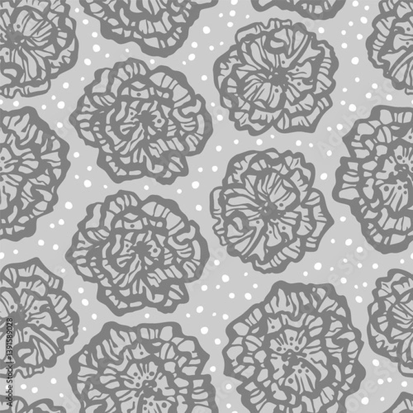 Obraz Vector seamless pattern with hand drawn cute roses. Beautiful design for textile, wallpaper, fabric, wrapping paper and backgrounds.
