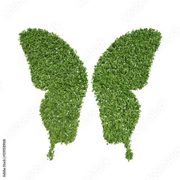 Fototapeta Trees and leaves form the wing of nature with isolated on transparent background. PNG file, 3D rendering illustration, Clip art and cut out	