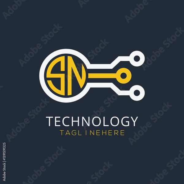 Fototapeta initial monogram for technology logo with circle style design