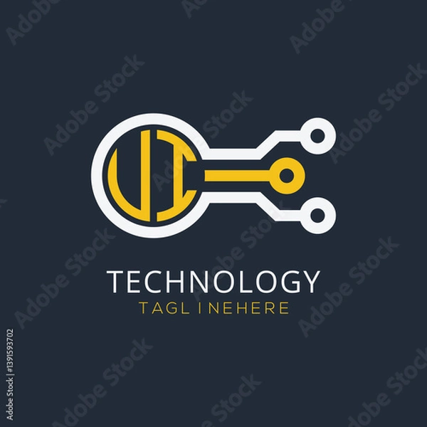 Fototapeta initial monogram for technology logo with circle style design
