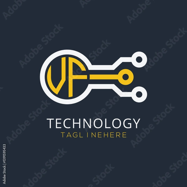 Fototapeta initial monogram for technology logo with circle style design