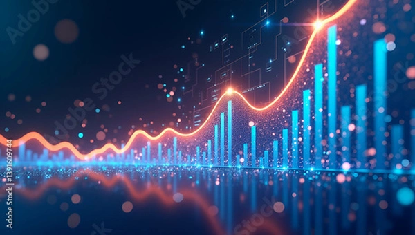 Fototapeta Dynamic digital illustration portraying emerging market trends driven by innovative technology adoption evolving consumer demographics and dynamic economic growth in  Photo Stock  Concept  and empty s