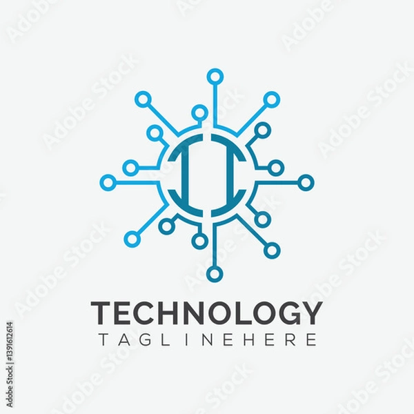 Fototapeta initial monogram for technology logo with circle style design