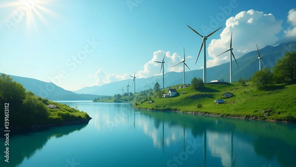 Obraz Insightful global renewable energy trends reveal dynamic market shifts and technological advancements driving the evolution of sustainable power generation and green infrastructure worldwide in  Photo