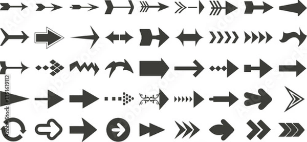 Obraz Arrow icon set. Collection of various arrow icons, symbols and elements. Modern simple arrows. Set of arrows icons