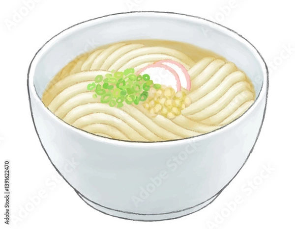 Obraz うどん イラスト　色鉛筆
