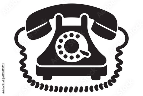 Fototapeta Silhouette Classic Rotary Telephone Nostalgic Communication Technology Illustration