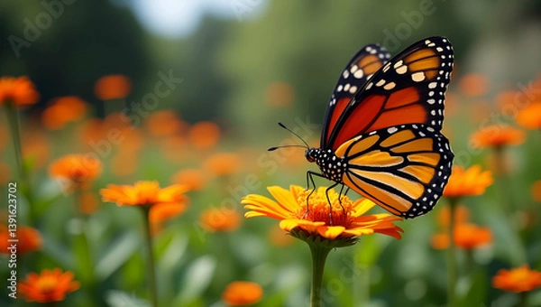 Fototapeta Refined butterfly gardens featuring dynamic vibrant wings artistic floral compositions and sophisticated natural settings that celebrate ecological diversity refined craftsmanship and nature inspired 