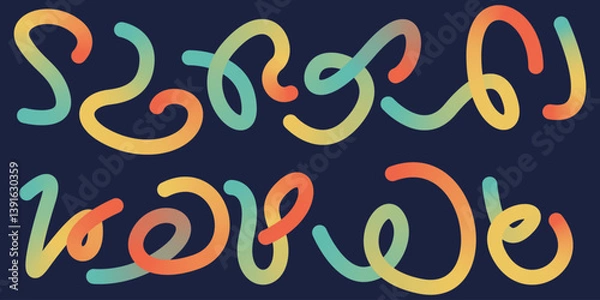Obraz Modern gradient line element design set. Creative art with dynamic colorful wavy lines