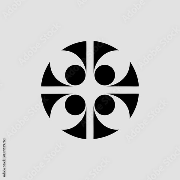 Fototapeta Abstract circular design with geometric shapes in black