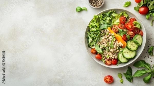 Fototapeta Healthy vegetarian bowl with quinoa and vegetables
