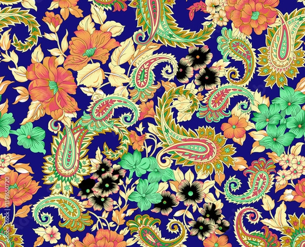 Fototapeta Beautiful all over digital textile design for 2 piece